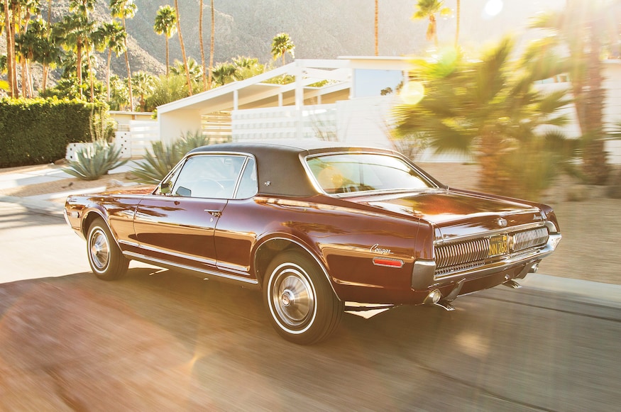 1967 1968 Mercury Cougar rear three quarter in motion