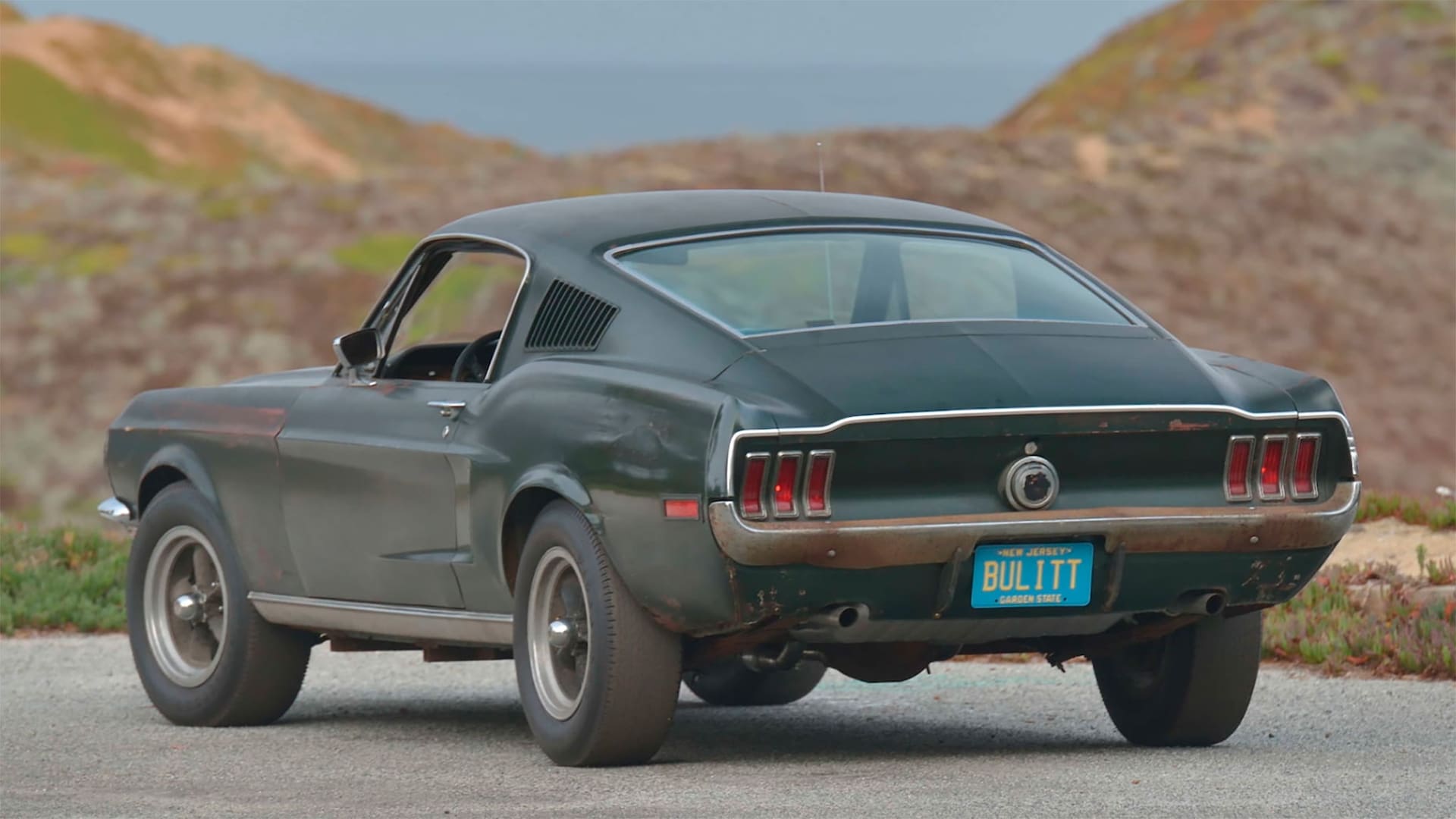 1968 ford mustang gt bullitt rear 3 4 view
