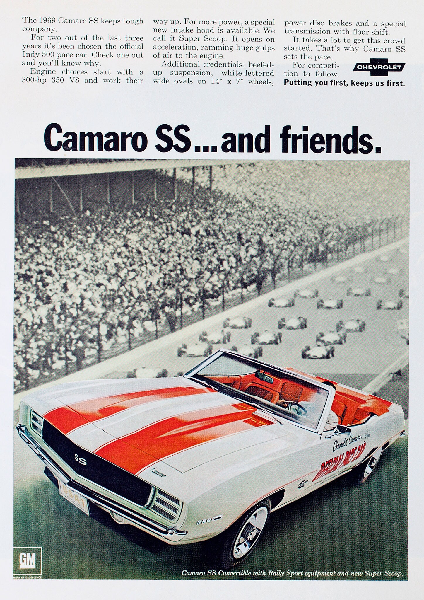 202 1969 pace car ad Camaro SS and friends