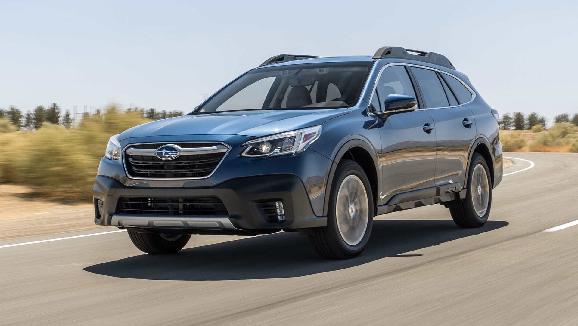 2020 Subaru Outback Limited front three quarter in motion 3