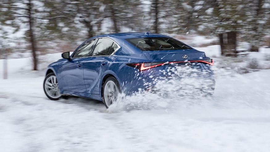 2021 Lexus IS 300 AWD rear three quarter in motion 2